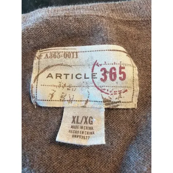 Article 365 Brown Cotton Cashmere Knit Sweater XL Long Sleeve Pullover - Picture 3 of 7